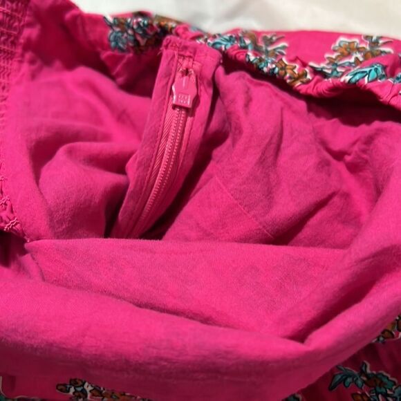 J. Crew Pink Floral Print Tiered Puff Sleeve Midi Dress  NWT - Picture 12 of 14